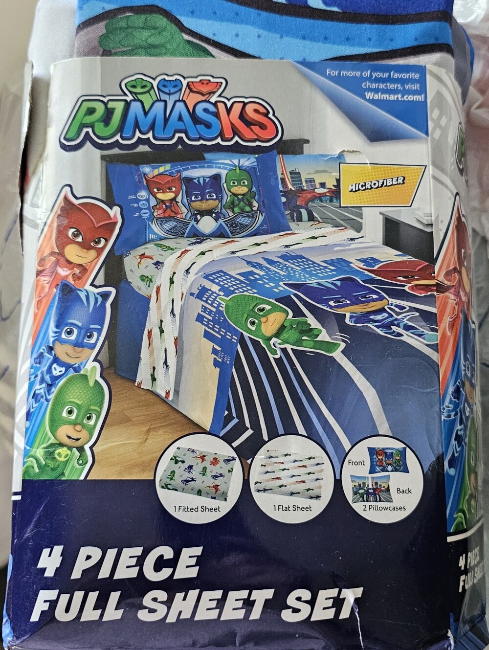 ​PJ Masks "Virtual Vehicles" 4-Piece Full Microfiber Sheet Set NIB